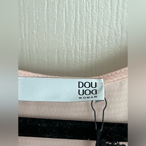 Douuod Woman Pink Textured Viscose Peplum Top Size 42 Made in Italy - Picture 5 of 7